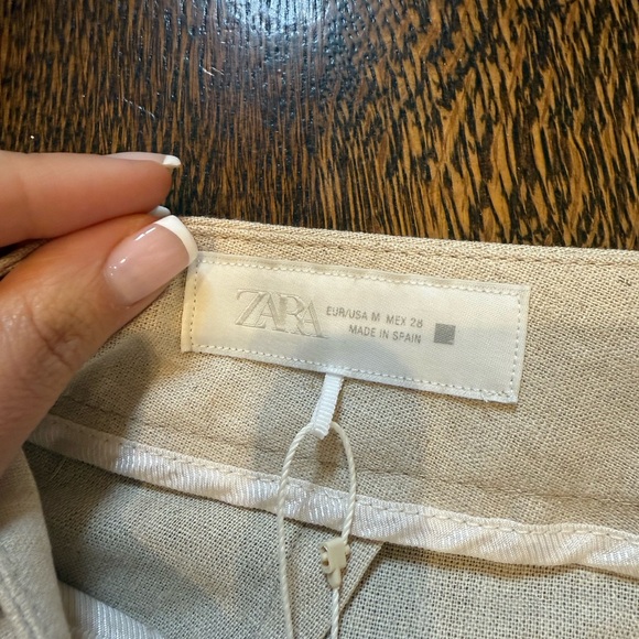 NWT Zara Light Beige Button-Up Top and Pants Set Size US Medium - Picture 11 of 12